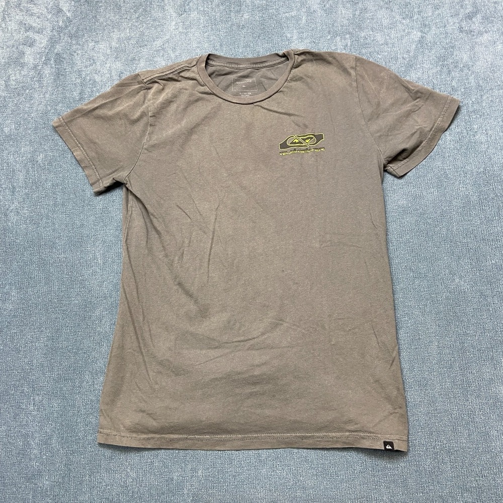 Quiksilver T-Shirt Womens XL Gray Cotton Graphic Logo Crew Neck Short Sleeve